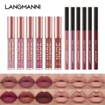 Langmanni Matte Lipstick & Langmanni Lip Liner 12Pcs Sets