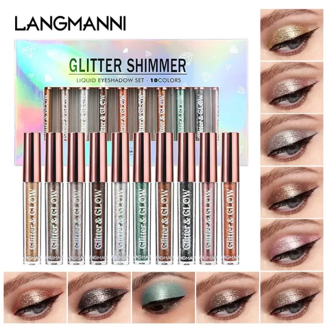 Langmanni Liquid Eyeshadow Set - 10 Colors