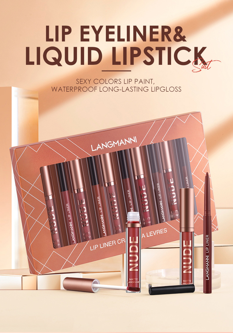 Langmanni Matte Lipstick & Langmanni Lip Liner 12Pcs Sets product image